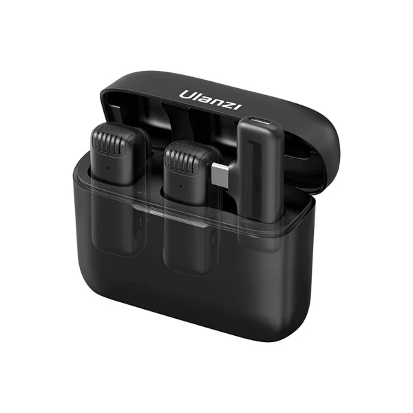 Ulanzi J12 Dual Wireless Lavalier Microphone for Android - Type-C Receiver with Charging Case & Noise Cancellation